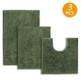 thumbnail image 1 of Hengbo 3 Pcs Chenille Bathroom Rug Sets Shaggy Bathroom Mat Set Carpet Extra Thick Soft Absorbent Bathroom Rugs Soft Non Slip Machine Wash Olive Green, 1 of 7