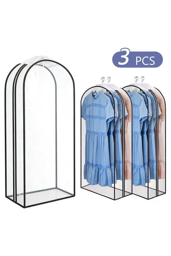 3 Pcs Clear Garment Bags Suit Bags Gusseted for Closet Storage Hanging Clothes Storage Suit Cover