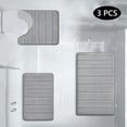 thumbnail image 1 of Tripumer 3 Pcs Memory Foam Bathroom Rug Set with U Shape Mat Bathroom Mats and Rugs Sets for Bathroom Comfortable Soft Gray, 1 of 7