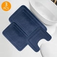 thumbnail image 1 of Tripumer 3 Pcs Navy Blue Memory Foam Bath Mat Set Bathroom Rugs Set U Shape Toilet Mats for Toilet Shower Sink, 1 of 6