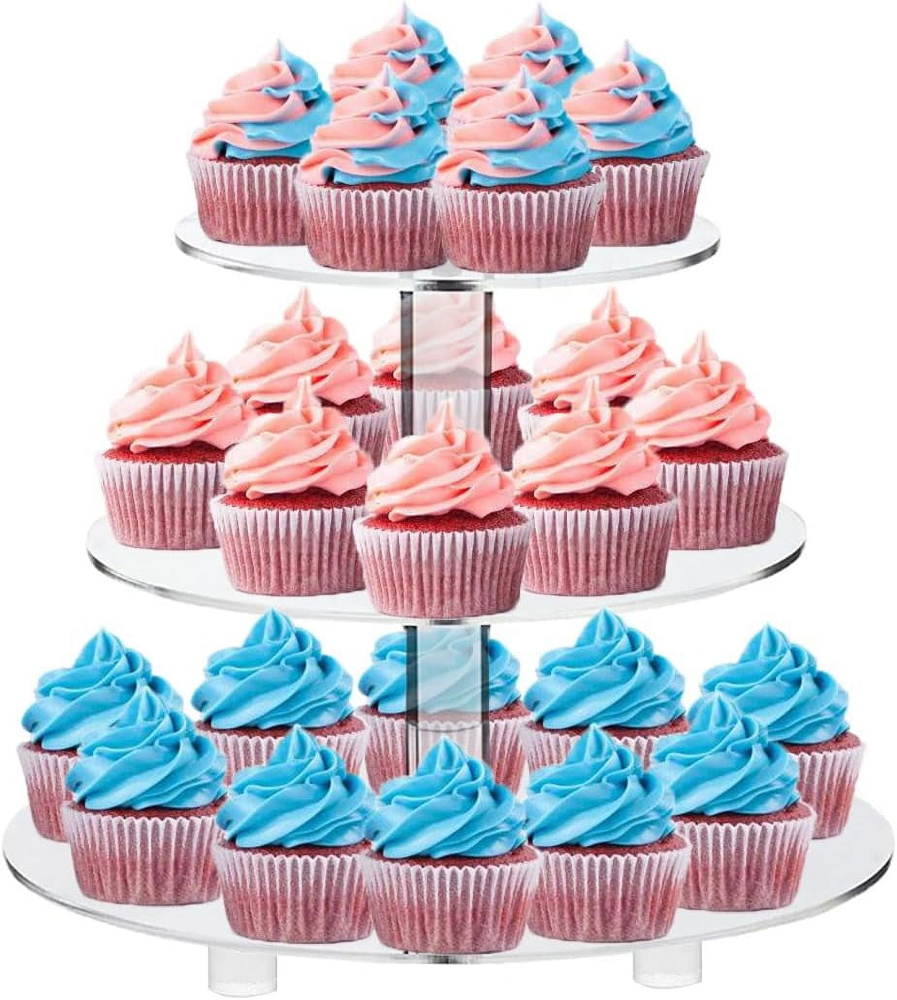 Tripumer 3 Tier Round Cupcake Stand String Acrylic Cupcake Stand