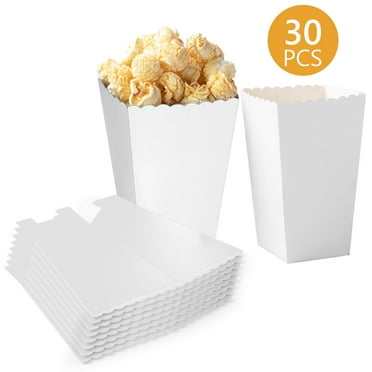 Tripumer 30 Pcs Popcorn Boxes Popcorn Bucket Popcorn Containers Boxes Popcorn Cups for Families Parties Carnival and Popcorn Machine White