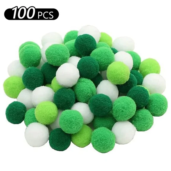Tripumer 100 Pcs Fuzzy Pom Poms Balls Pompoms Balls 0.3 inch for Arts DIY Craft Making Green