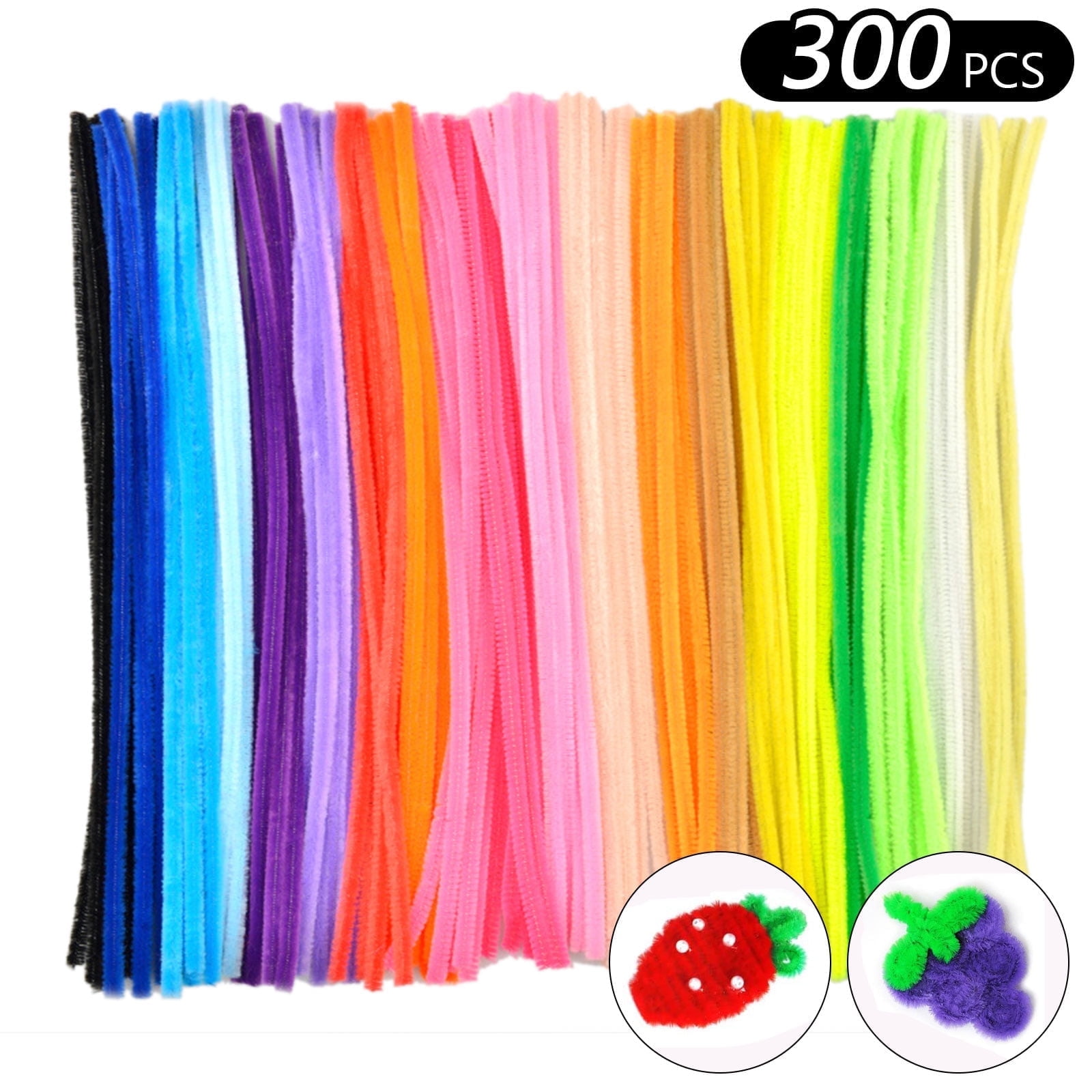 Tripumer 300 Pcs Pipe Cleaners Multicolor Chenille Stems Polyester Coated Wire Material for DIY Art Creative Craft Decorations