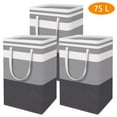thumbnail image 1 of Tripumer 3Pack Large Laundry Basket, 75L Freestanding Waterproof Laundry Basket, Collapsible Storage Box with Easy Carry Handle, Suitable for Home and Dormitory Clothes, Towels and Toys Gradient Gray, 1 of 8