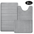 thumbnail image 1 of Hengbor 3Pcs Memory Foam Bathroom Mat Set Bathroom Rug Set Thick Soft Bathroom Rugs for Bathroom Water Absorbent Bathroom Shower Rugs Machine Washable Light Gray, 1 of 8