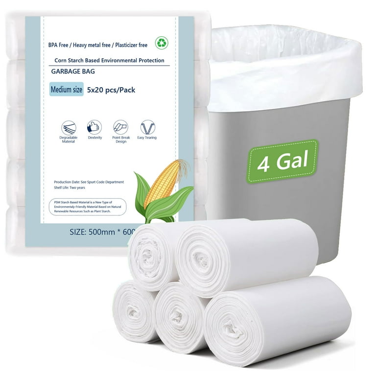 Tripumer 4 Gallon Compact Trash Bags, 100 Count Trash Can Liners