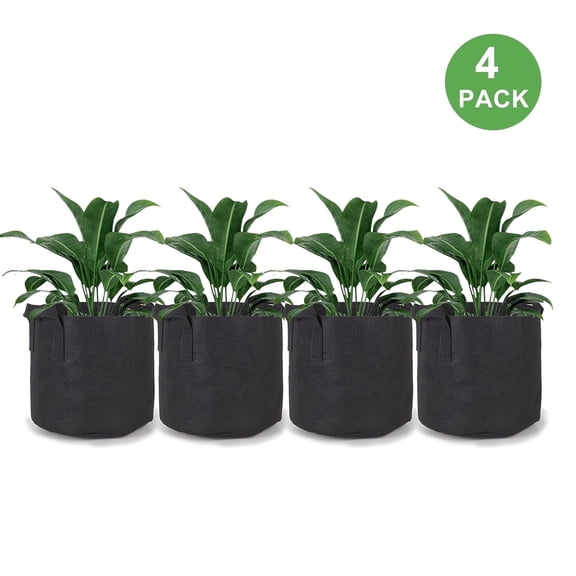 Tripumer 4-Pack 3 Gallon Plant Grow Bags Heavy Duty Thickened Nonwoven Plant Fabric Pots Container Plant Garden Planter Bags with Handles for Plants Flowers Vegetables Fruits Black