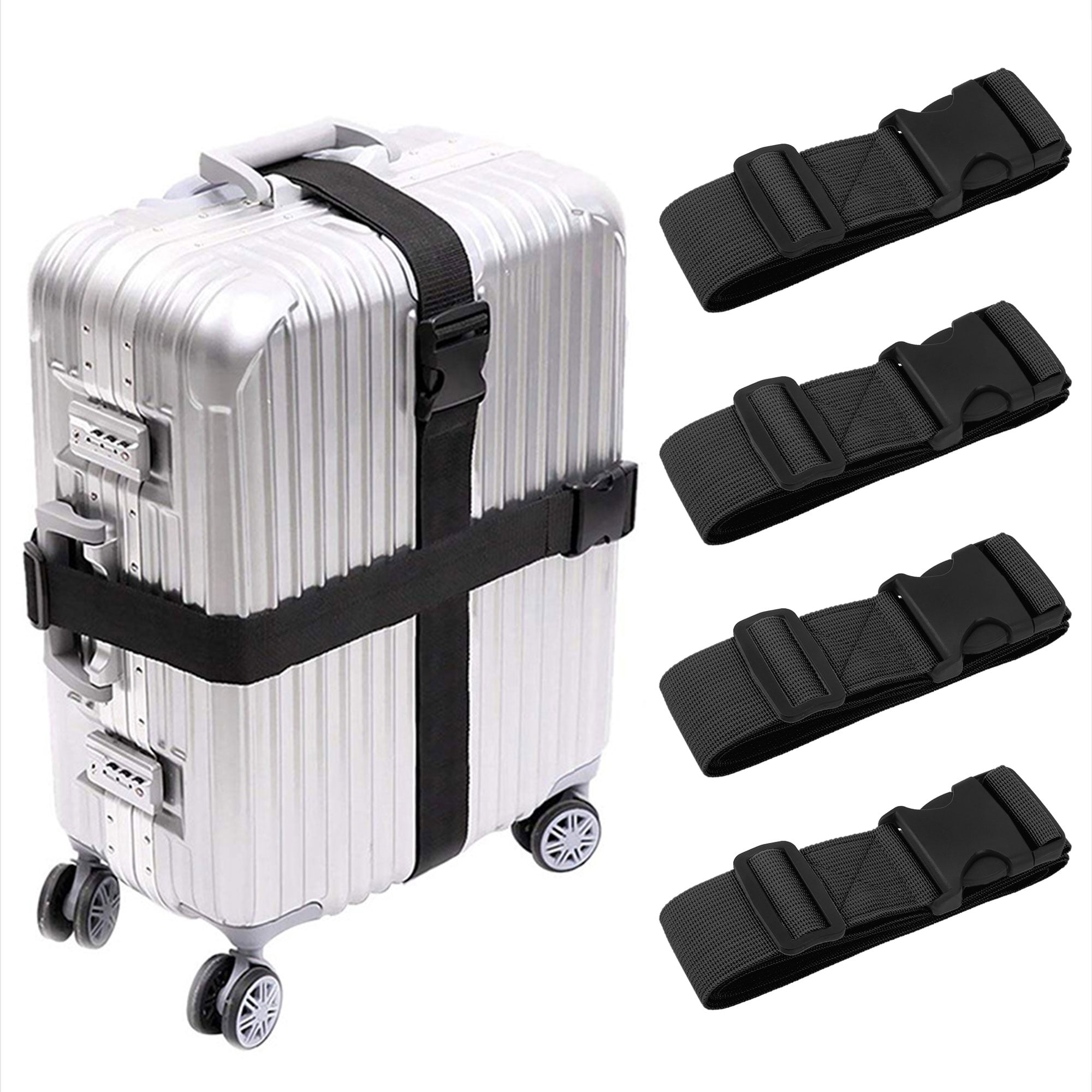 Tripumer 4 Pack Adjustable Luggage Straps Heavy Duty Luggage Carrier