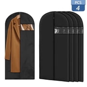 Tripumer 4 Pack Garment Bags With Clear Window for Hanging Clothes Clothing Protector Covers with Zipper Dust Proof Lightweight Garment Bags for Suits Sweaters Shirts 24 x 47 Inch Black