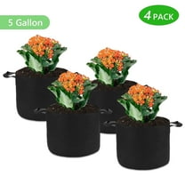 Tripumer 4 Pack Plant Grow Bags 5 Gallon Fabric Planting Bags with Handles for Vegetable Herbs and Flowers Black