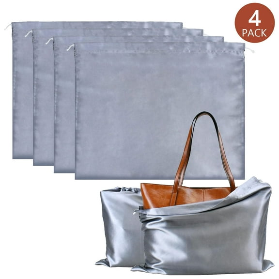 Tripumer 4 Pack Silk Dust Cover Bag 15.7 x 19.6 inch Dustproof Drawstring Bags for Storage Travel Gray