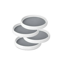Tripumer 4 Pcs Rotating Spice Rack Lazy Susan 10 inch Non-Slip Circular Turntable Display Rack Kitchen Refrigerator Bathroom Makeup Countertop Finish White Gray