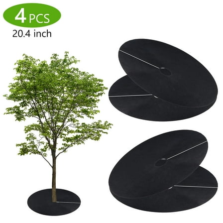 Tripumer 4 Pcs 20.4 inch Black Tree Mulch Rings  Non-Woven Tree Protector Mats  Weed Barrier Fabric for Gardening  Landscaping