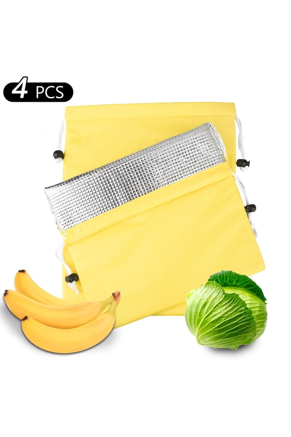 4 Pcs Yellow Banana Bags 11 x 13.7 inch Multipurpose for Refrigerator Organizer Banana Vegetable Fresh Herb Storage
