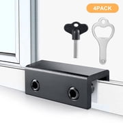 Tripumer 4 Sets of Sliding Window Locks with Key Adjustable Window Security Locks for Family Home Bedroom and Office Black