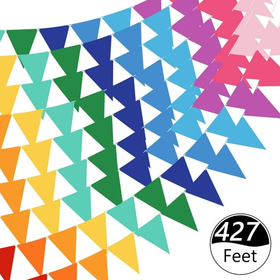 Tripumer Triangle Flag Banner String Colourful Party Decoration 50 Sets 427 ft