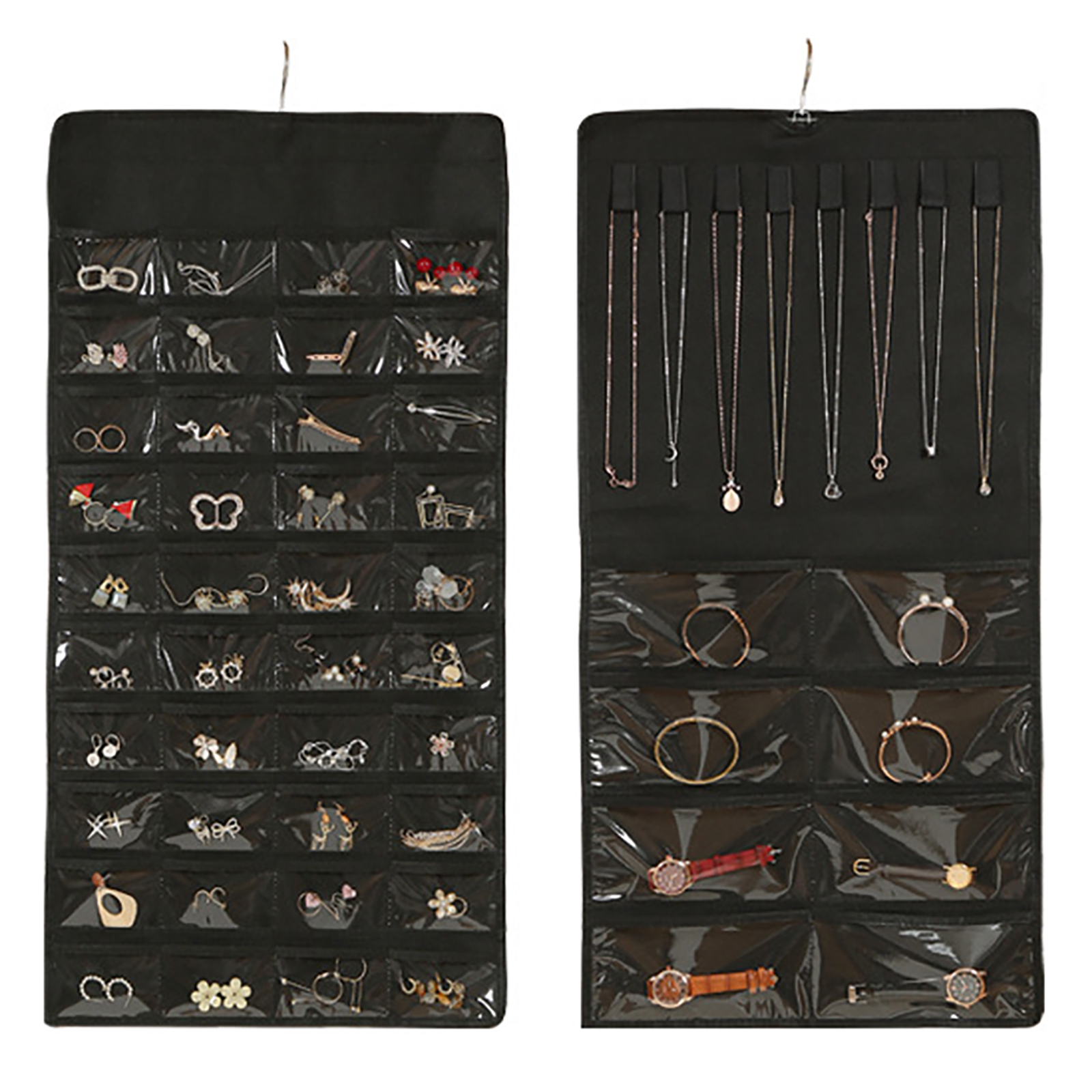 52 Pocket Hanging Canvas Jewelry Organizer