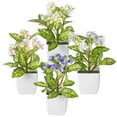 thumbnail image 1 of Tripumer 4PCS Artificial Green Plants Simulation Lilac Potted Mini Flowers with White Pots Fake Plants Suitable for Home Office Bathroom Dining Table, 1 of 9
