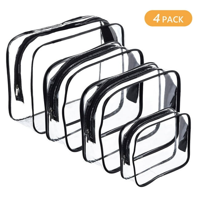 Tripumer 4Pack Transparent Waterproof Toiletries Bag Portable Cosmetic