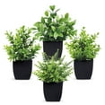 thumbnail image 1 of Tripumer 4pack Small Artificial Green Plants Fake Plants Simulation Eucalyptus Potted Plants with Black Flower Pots for Home Office Bedroom Bathroom Living Room Decoration, 1 of 9