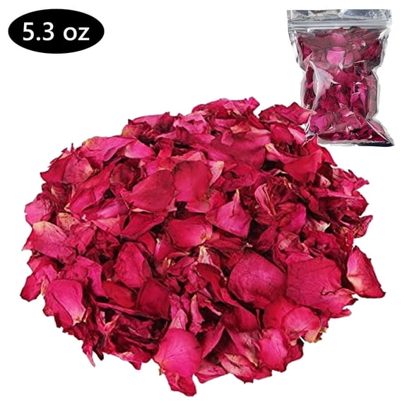 Hengbo 5.3 oz Dried Rose Petal Natural Real Red Rose Dried Roseleaf Petals for Wedding Decoration Bath Foot Bath Wedding Confetti Crafts Accessories