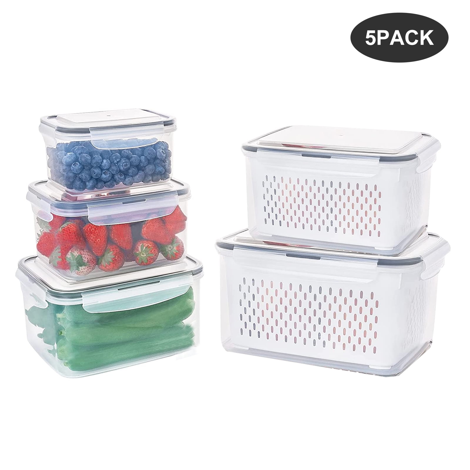 Tripumer 5Pack BPAFree Airtight Food Storage Containers for Fresh