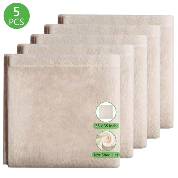 Tripumer 5 Pcs Pre-cut Reusable Cheesecloth 35 x 35 inch Hemmed Cheese Cloth 100% Cotton Unbleached Cloth Strainer for Straining