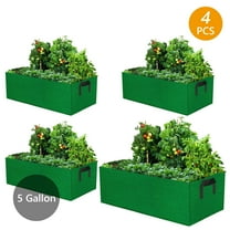 Tripumer 4 Pcs Fabric Raised Garden Bed Square Garden Grow Bag 5 Gallon Rectangle Breathable Planting Container Planting Bags Planter Pot with Handles for Flowers Vegetables Plants Green