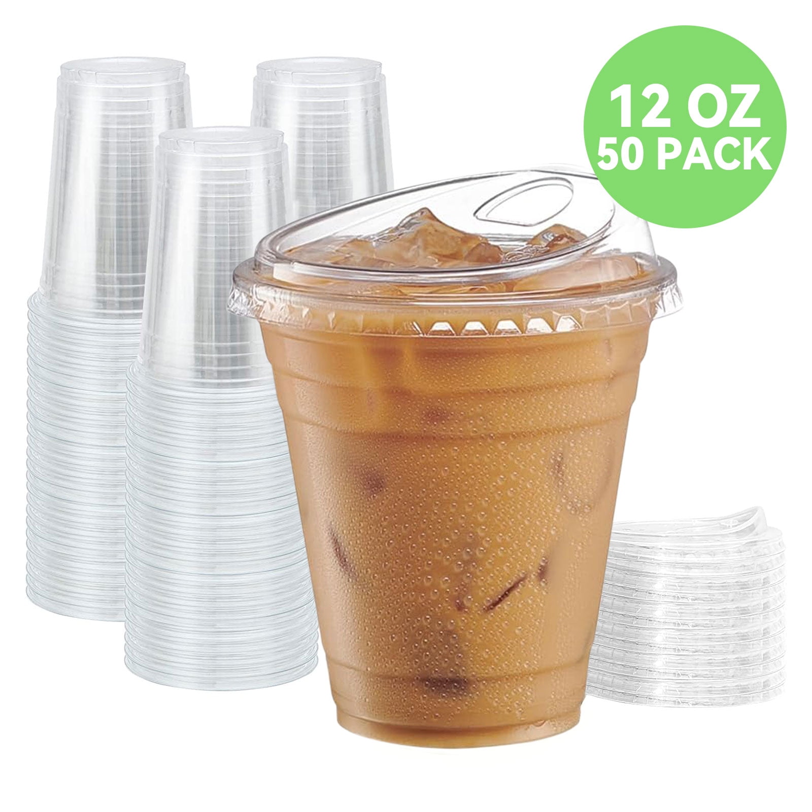 Tripumer [50 PACK] 12 OZ Clear Plastic Cups BPAFree Disposable Cold