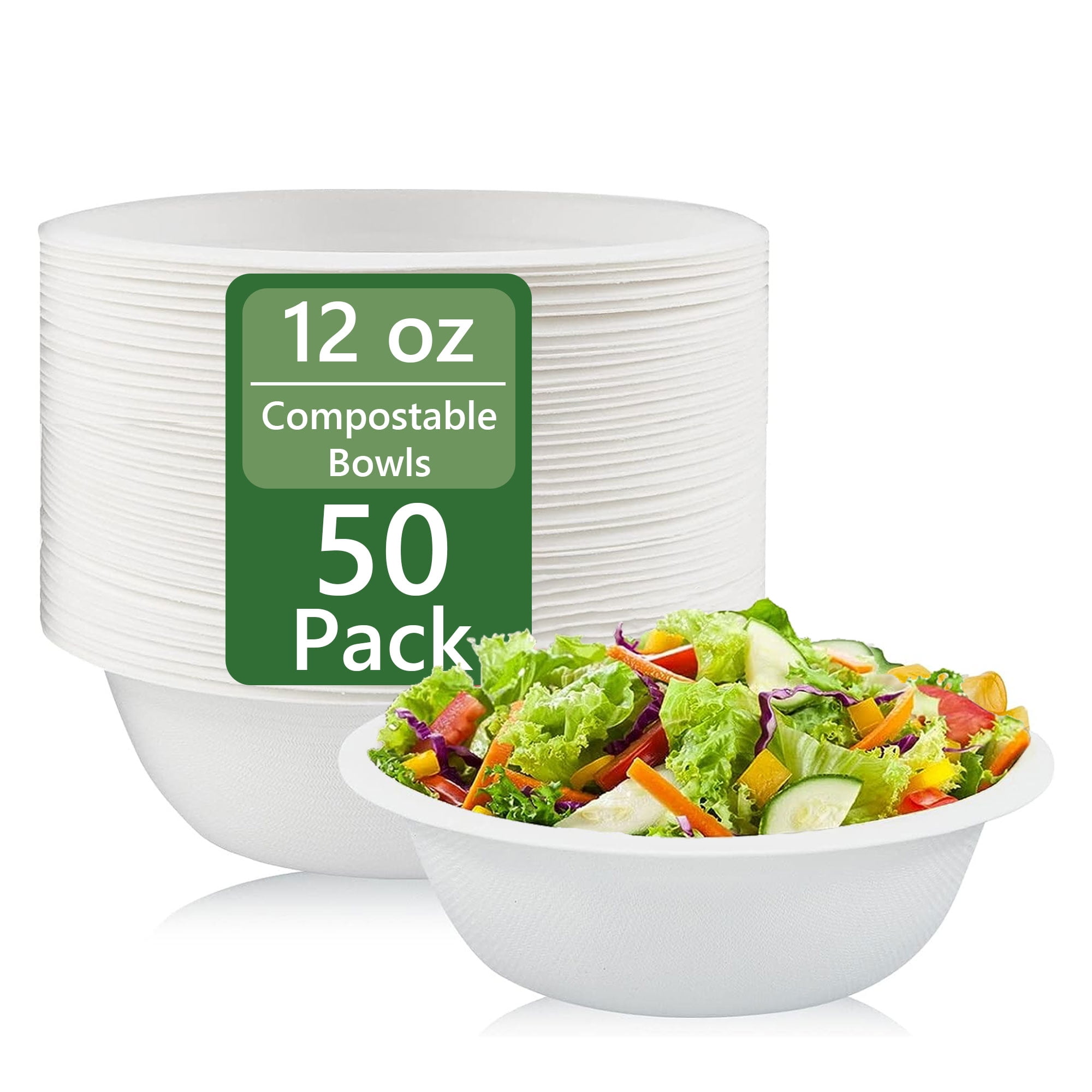 Tripumer 50Pack 12oz Disposable Biodegradable Paper Bowls Heavy Duty ...