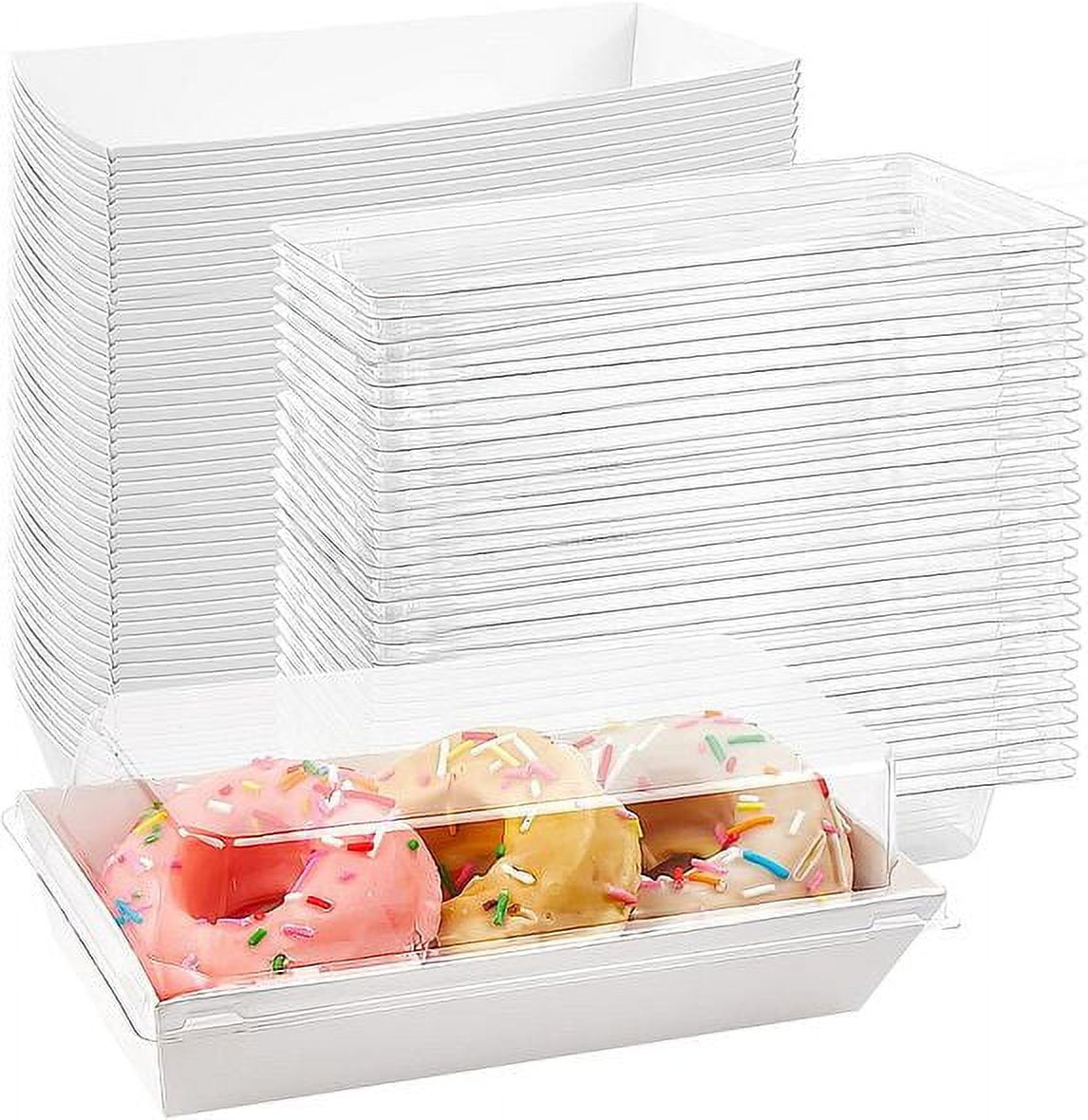 Tripumer 50pcs Deli Paper Boxes with Clear Lids Rectangular Sandwich