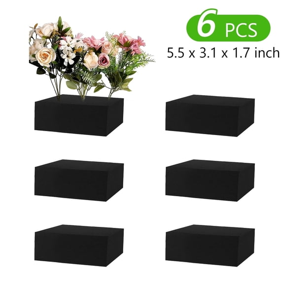 Tripumer 6 Pcs Floral Flower Foam Blocks 5.5 x 3.1 x 1.7 inch Plant Foam Florist Foam Styrofoam for Fresh and Artificial Flowers Black