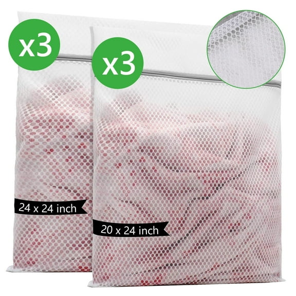 Tripumer 6 Pcs Honeycomb Mesh Wash Bag Mesh Laundry Bag 3 Large 3 X-Large for Washing Delicate Blouse Lingerie Clothes Hosiery Underwear Bra