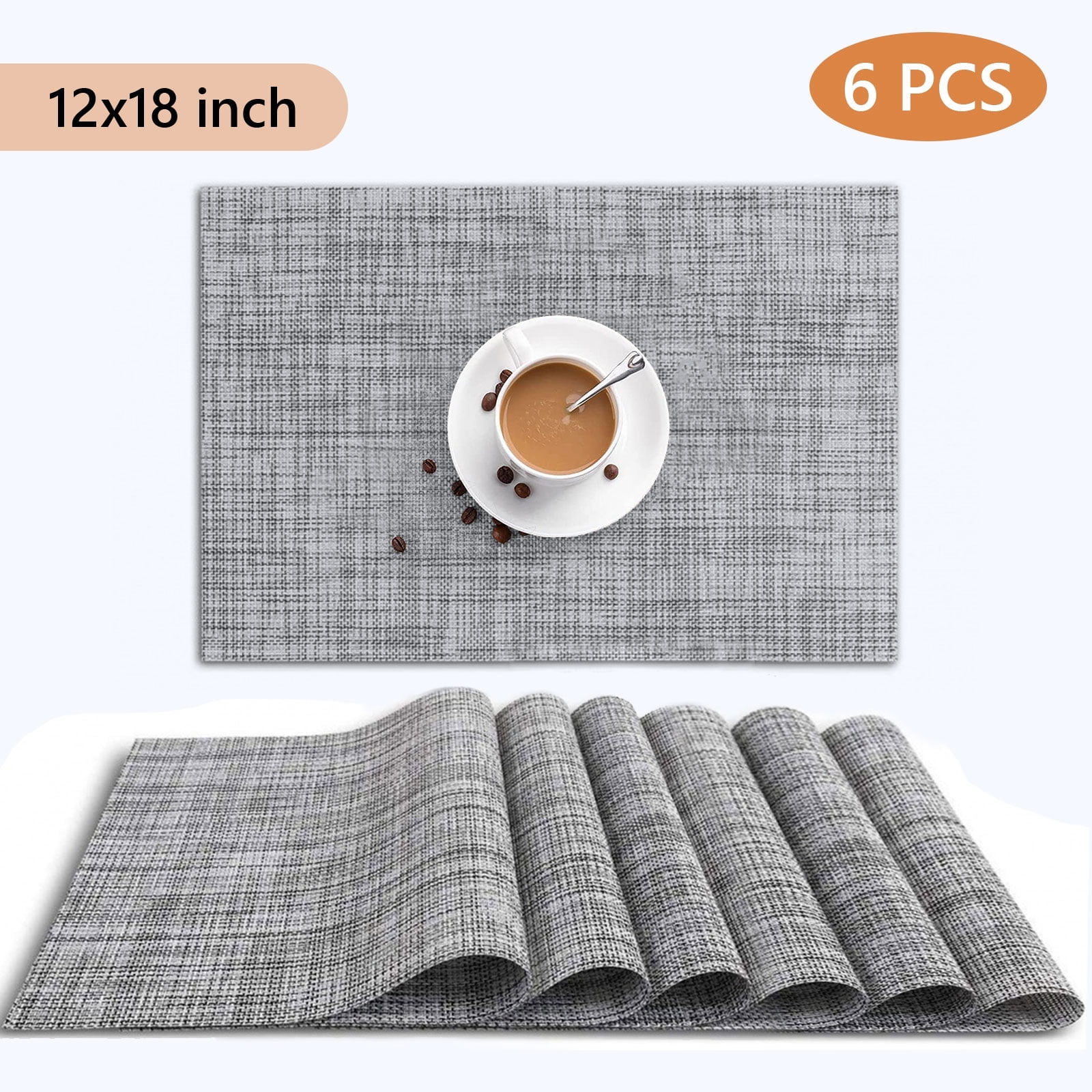 Tripumer 6Pcs PVC Placemats Table Mats Cloth Placemat 12 x 18 inch