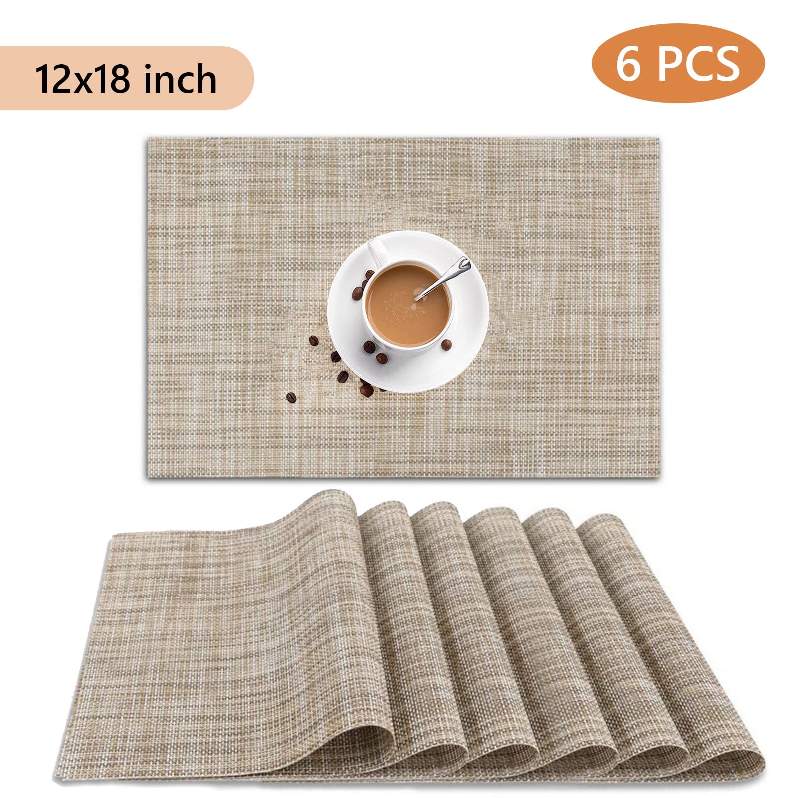 Tripumer 6Pcs PVC Placemats Table Mats Cloth Placemat 12 x 18 inch ...