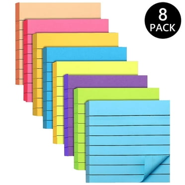 Tripumer 8 Pack Lined Sticky Notes Ruled Self Sticky Note 3 x 3 in 80 Sheets Each Pad  8 Colors