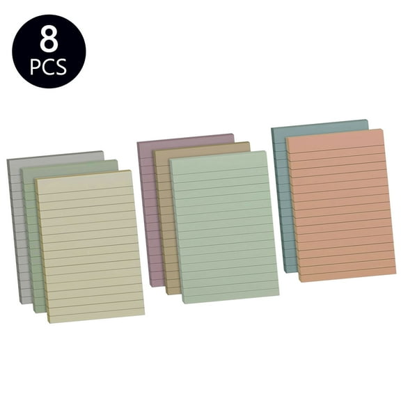Tripumer 8 Pcs 45 Sheets Lined Self Sticky Notes Pad 4 x 6 Inch Adhesive Lined Paper for Writing Organizing Study