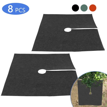 Tripumer 8 Pcs Square Tree Mulch Ring Tree Protector Mat Non Woven Landscape Protector for Weed Grass Control Root Protection Black