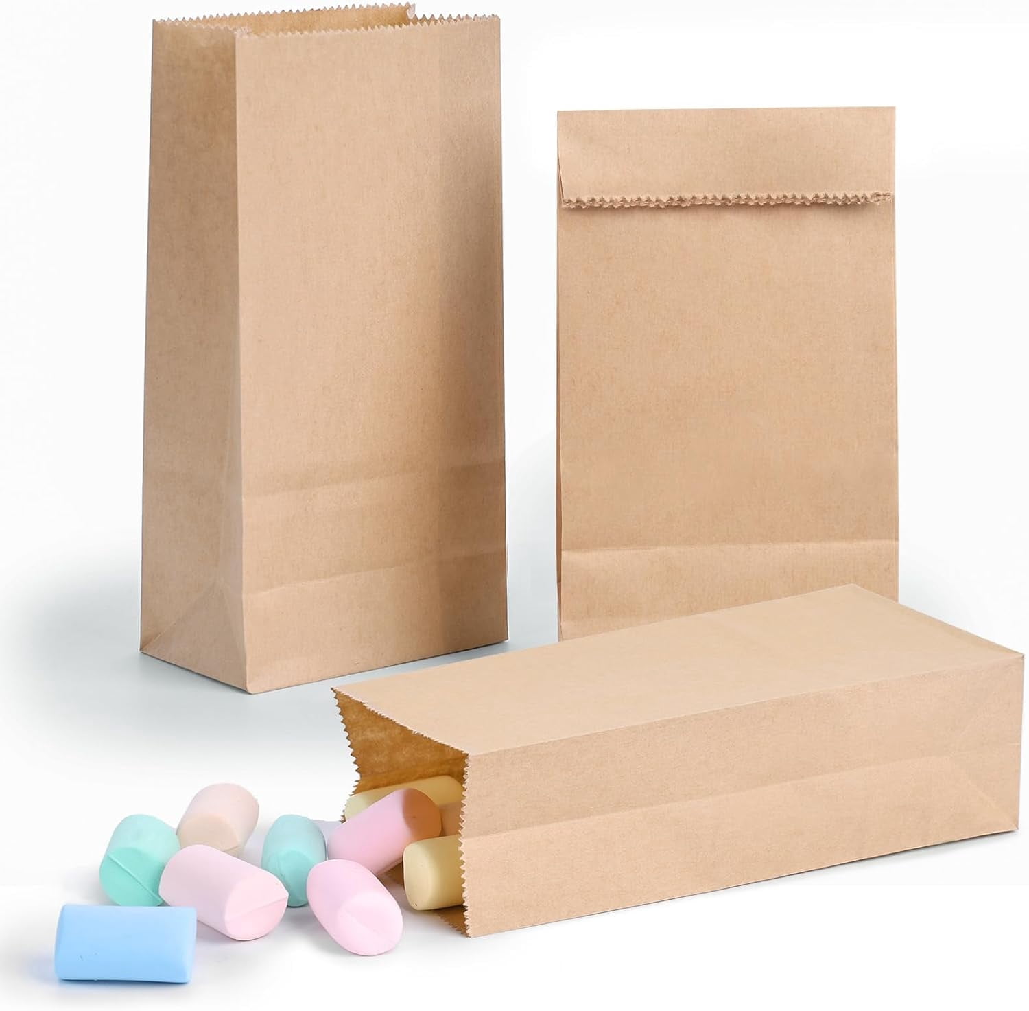 Tripumer 80 Pcs Small Brown Paper Bags 3.5 x 2.1 x 6.6 inch Kraft Brown ...