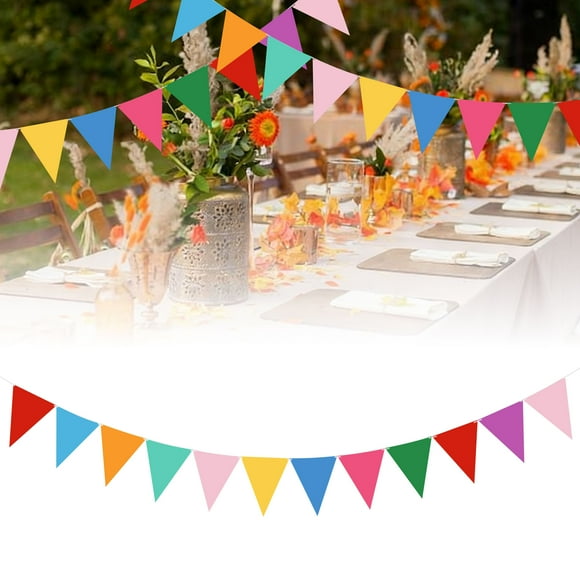 Tripumer 85ft Colourful Triangle Flag Banner String Hanging 120pcs Flags for Theme Birthday Party Mardi Gras Decoration Outdoor Event Classroom Opening Decoration -Colourful