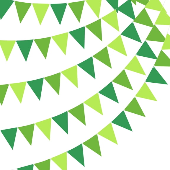 Tripumer 85ft Colourful Triangle Flag Banner String Hanging 10Sets Multi Colour Flags for Theme Birthday Party Mardi Gras Decoration Outdoor Event Classroom Opening Decoration - Green