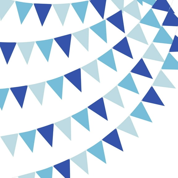 Tripumer 85ft Colourful Triangle Flag Banner String Hanging 10Sets Multi Colour Flags for Theme Birthday Party Mardi Gras Decoration Outdoor Event Classroom Opening Decoration -Blue