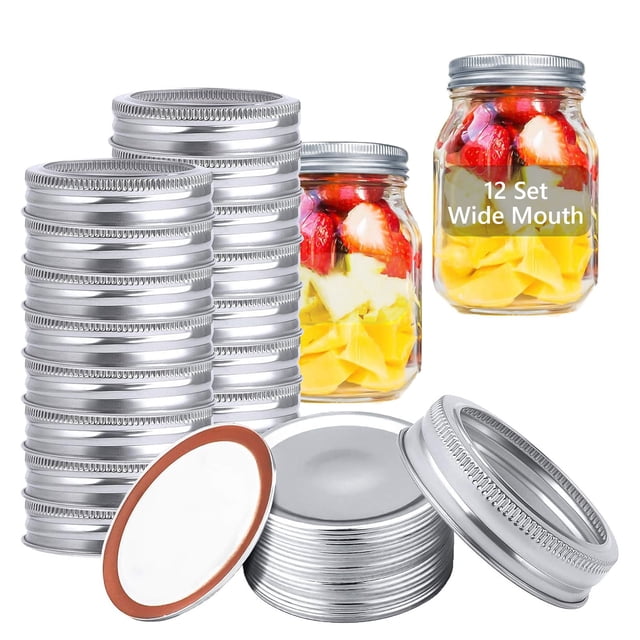Tripumer 86mm Wide Mouth Canning Lids and Rings Mason Jar Lids Reusable