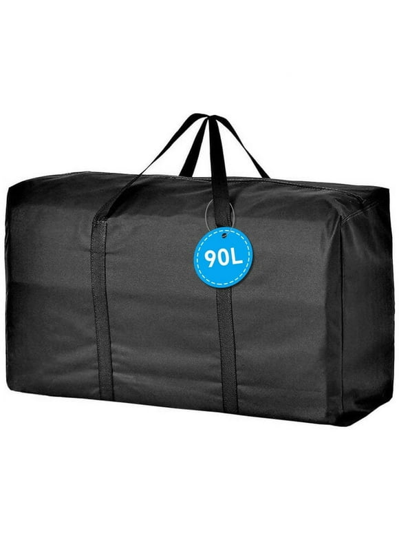 Tripumer 90L Extra Large Moving Bag Travel Luggage Bag Foldable Waterproof Storage Bag Double Zipper and Strong Handle Moving Available Black