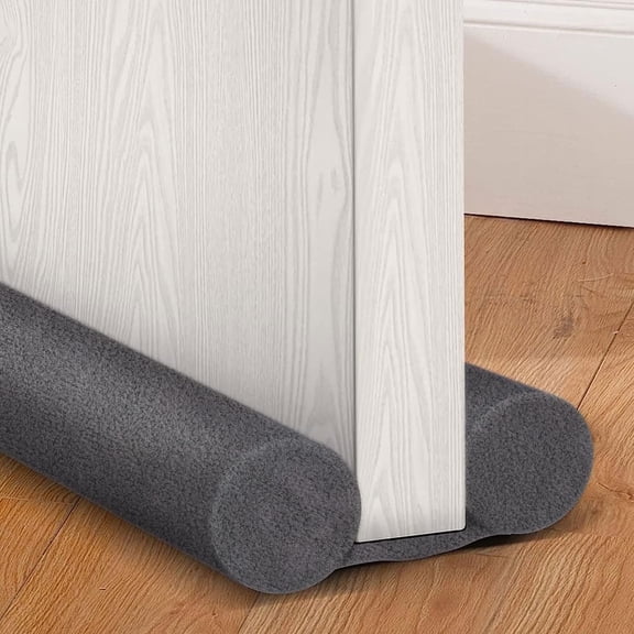 Hengbo Adjustable Door Bottom Seal Strip, 36x1.6inch Silicone Underdoor Weatherstripper, Noise Blocker for Double Door (White Gray)