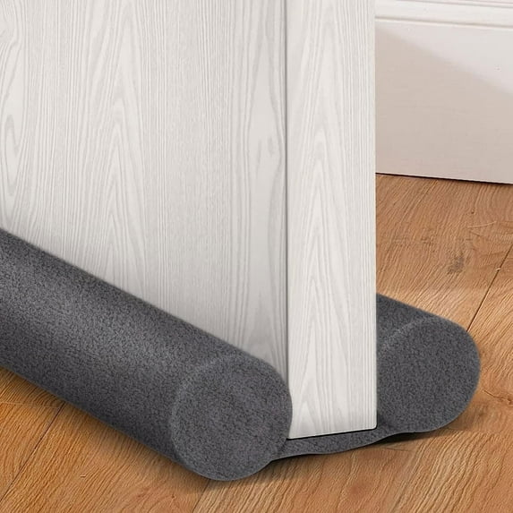 Tripumer Adjustable Door Bottom Seal Strip, 36x1.6inch Silicone Underdoor Weatherstripper, Noise Blocker for Double Door (White Gray)