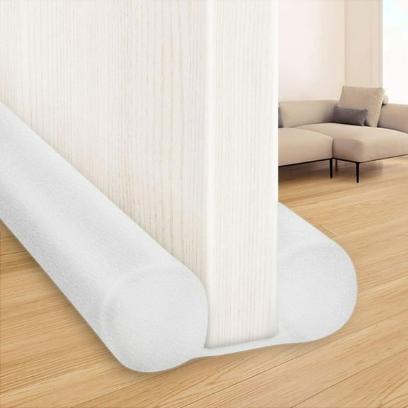 Tripumer Adjustable Door Bottom Sound Bar Double Door Underdoor Weatherstripper Seal 36x1.6inch Noise Blocker White