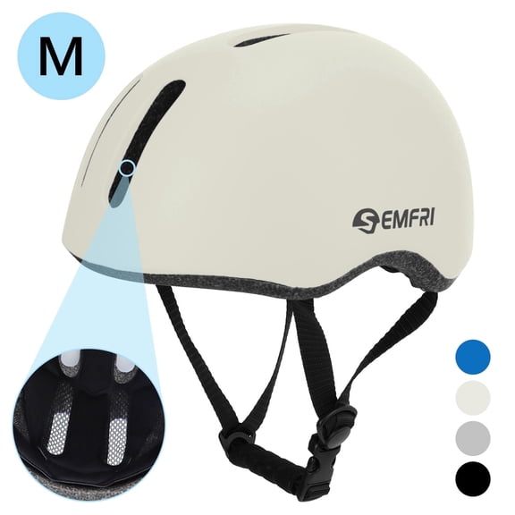 Semfri Adult Bike Helmet Skateboard Road Cycling Helmet Suitable Multi-Sport Scooter Skating Bicycle Medium Size for Men Women White