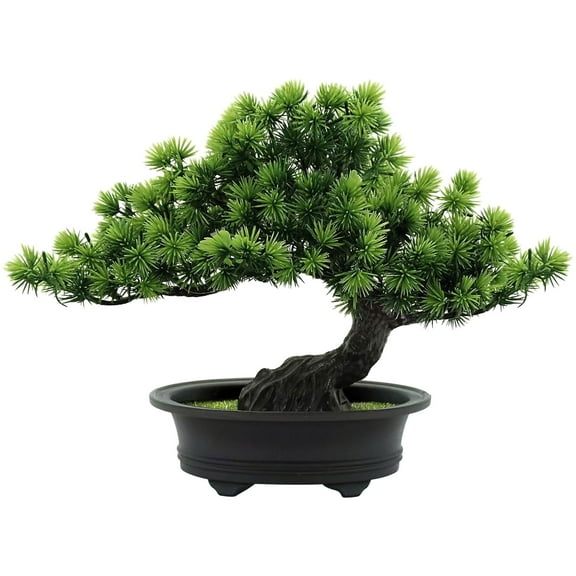 Tripumer 9.5inch Artificial Pine Bonsai,Green Simulation Plant for Home/Office/Bathroom Desktop/Bookshelf/Wine Cabinet